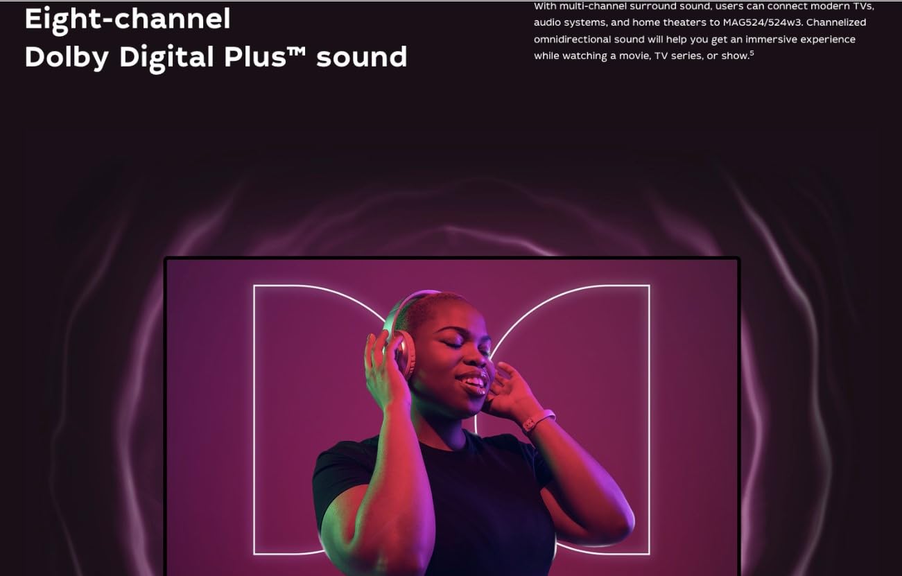 Infomir Mag 524W3 4K , Built In Dual Band 2.4G/5G Wifi, Hdmi Cable (Much Faster Than Old Mag 324W2 And 424W3) Black