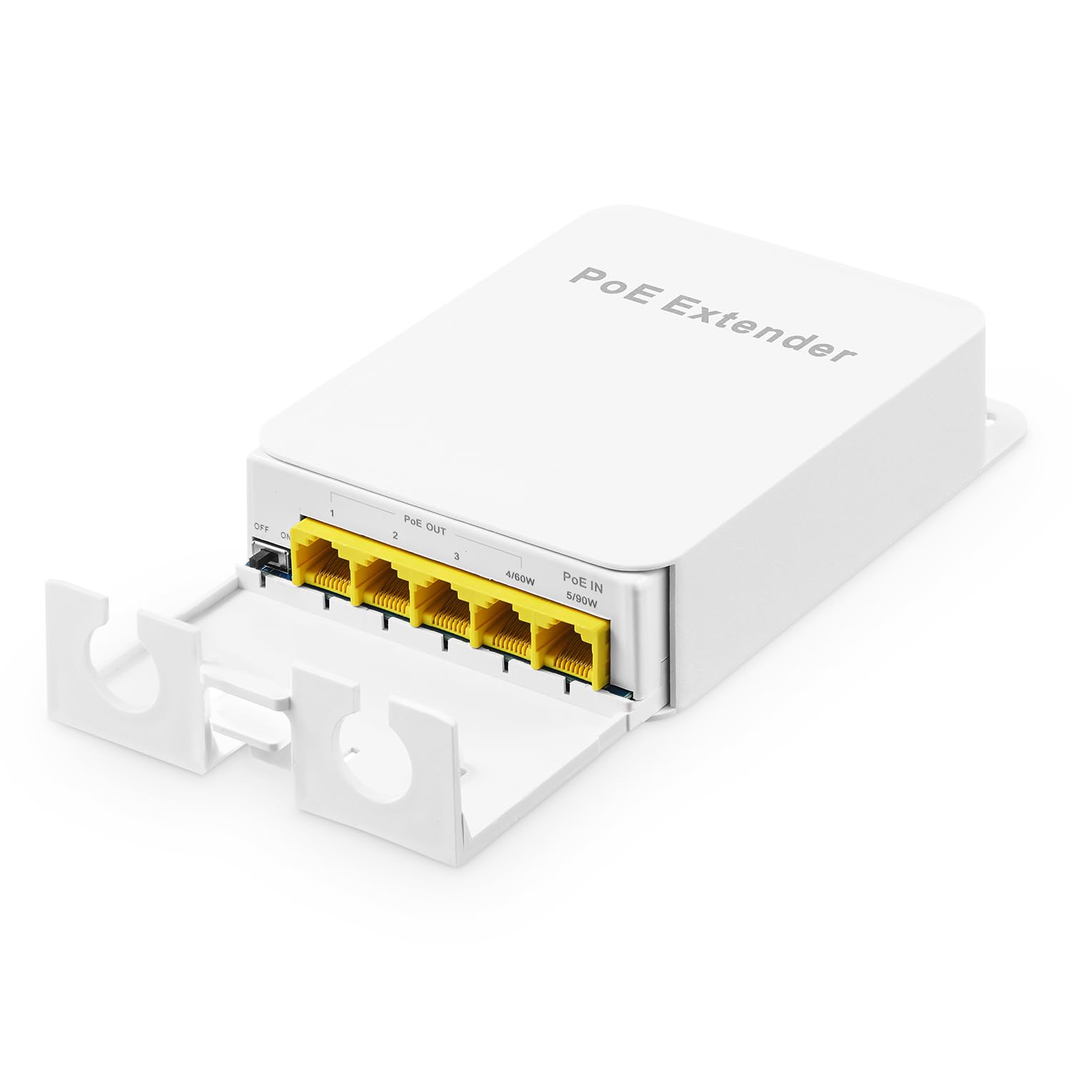 Outdoor Gigabit Poe Passthrough Switch, 1 Poe In 4 Poe Out Extender, Ieee802.3Af/At/Bt Poe Powered 90W, 10/100/1000Mbps Ethernet