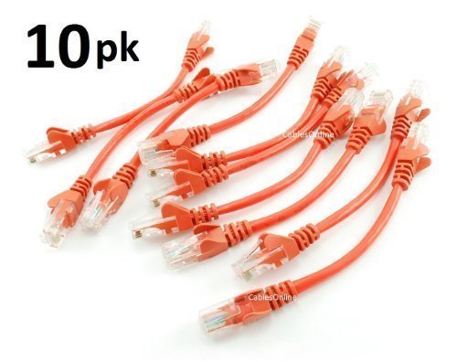 Cablesonline 10 Pack 6Inch Cat5E Utp Ethernet Rj45 Full 8 Wire Orange Patch Cable, (U 000Or 10)