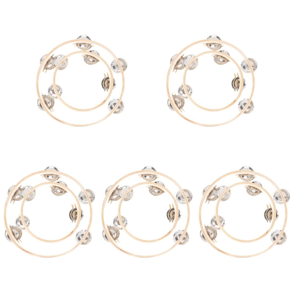 EXCLUZO 10 pcs Hand Tambourines handheld tambourine hand percussion tambourine hand jingle bells Double Row Tambourine