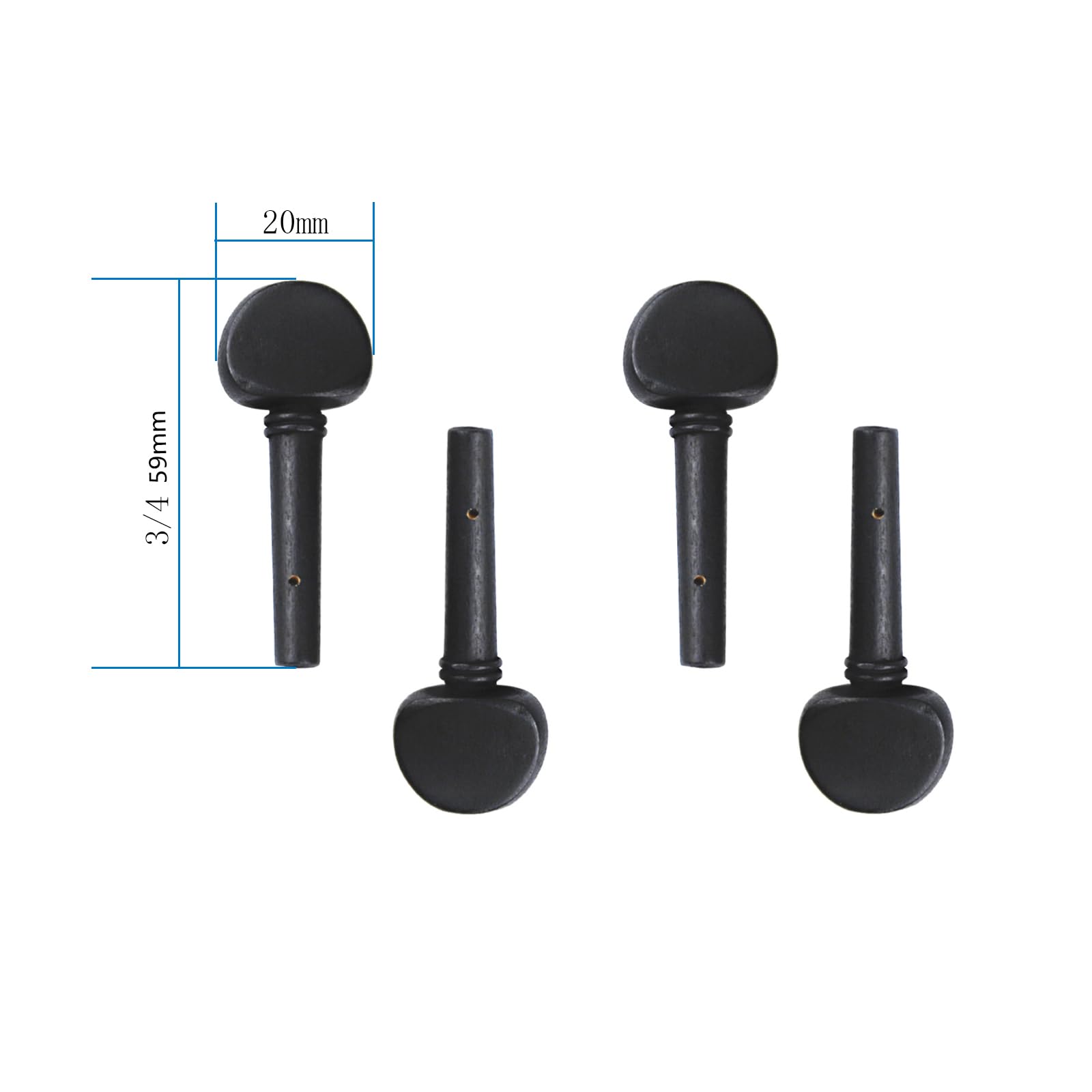 8Pcs Yootones 3/4 Wooden Violin Tuning Tuner Pegs With Predrilled Compatible With 3/4 Violin Fiddle Replacement Sets (Black)