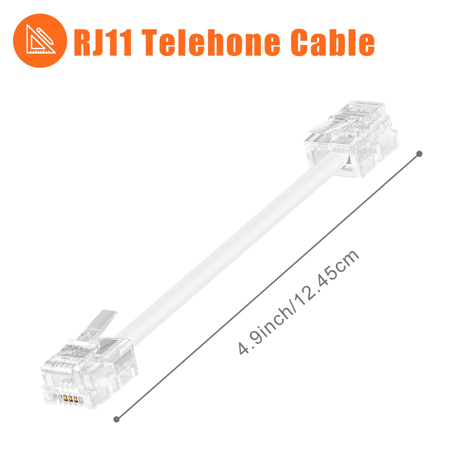 Lativu Phone Jack Splitter For Landline, Rj11 6P4C 3 Female Plug Phone Line Splitter, Two Way Telephone Line Splitters With Wire
