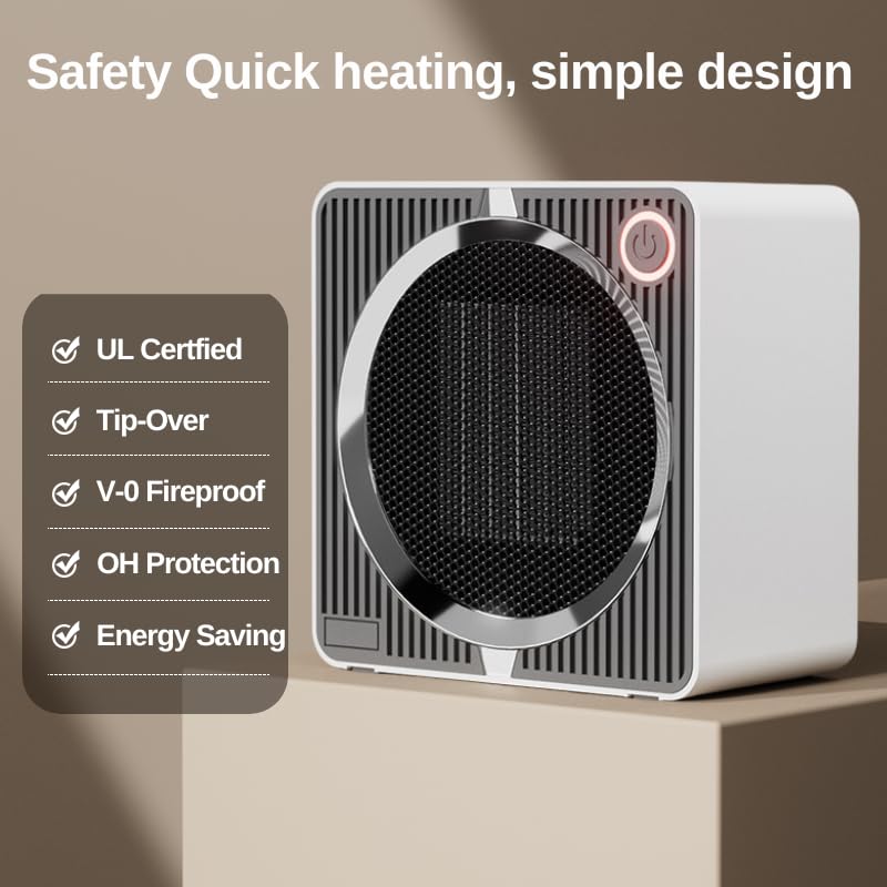 Small Space Heater, Low Watt Portable Electric Heaters For Indoor Use On Desk, Ptc Ceramic Saving Mini Desk Heater, Overheating