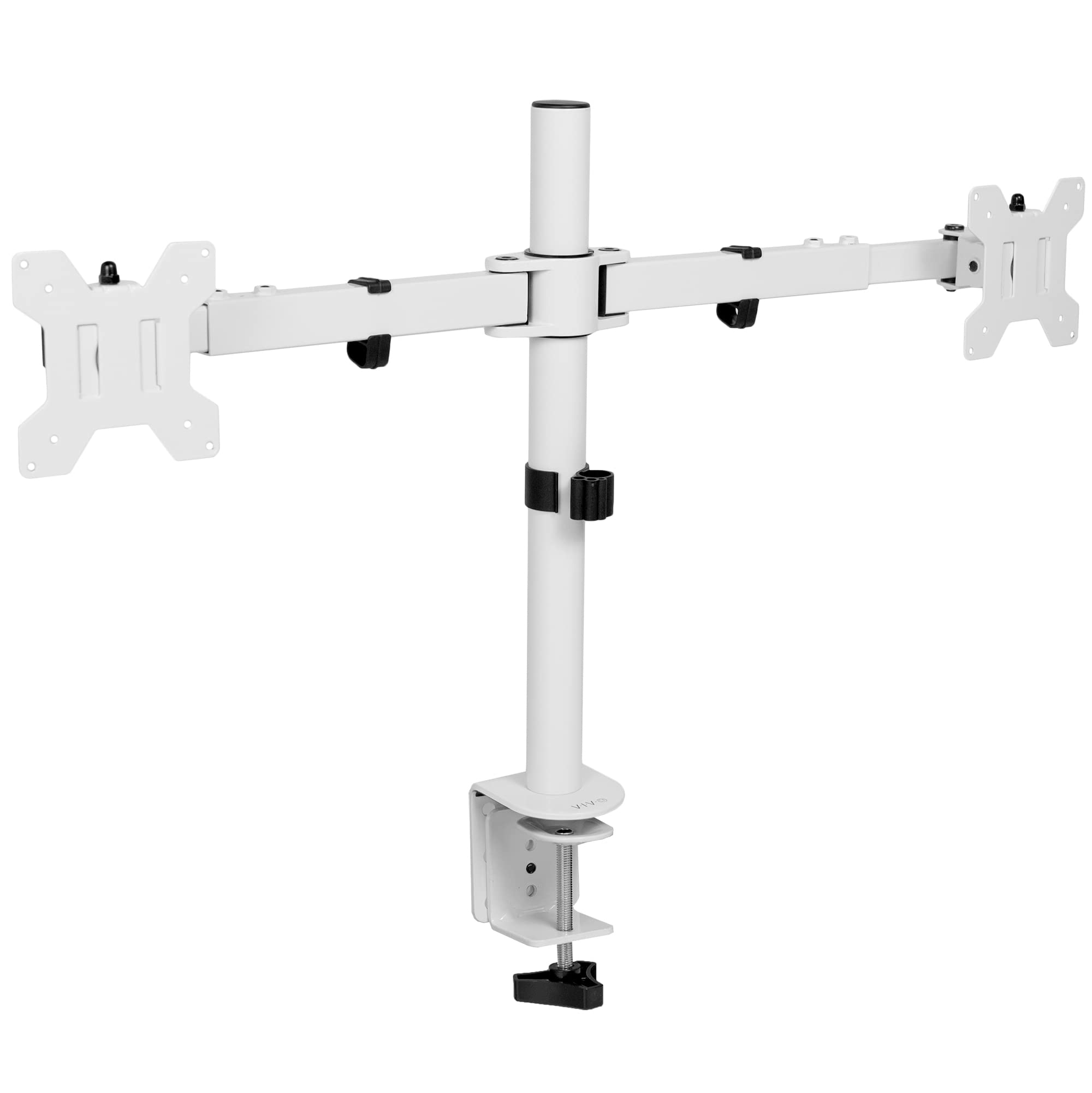 VIVO Dual LCD LED 21 to 32 inch Monitor Desk Mount, Heavy Duty, Adjustable Telescoping Arms, Flush Wall Setup, Fits 2 Screens, White, STAND V002EW