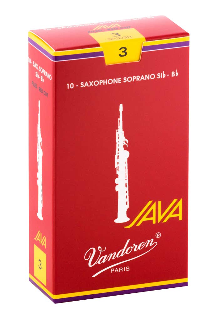 Vandoren Sr303R Soprano Sax Java Red Reeds Strength 3; Box Of 10