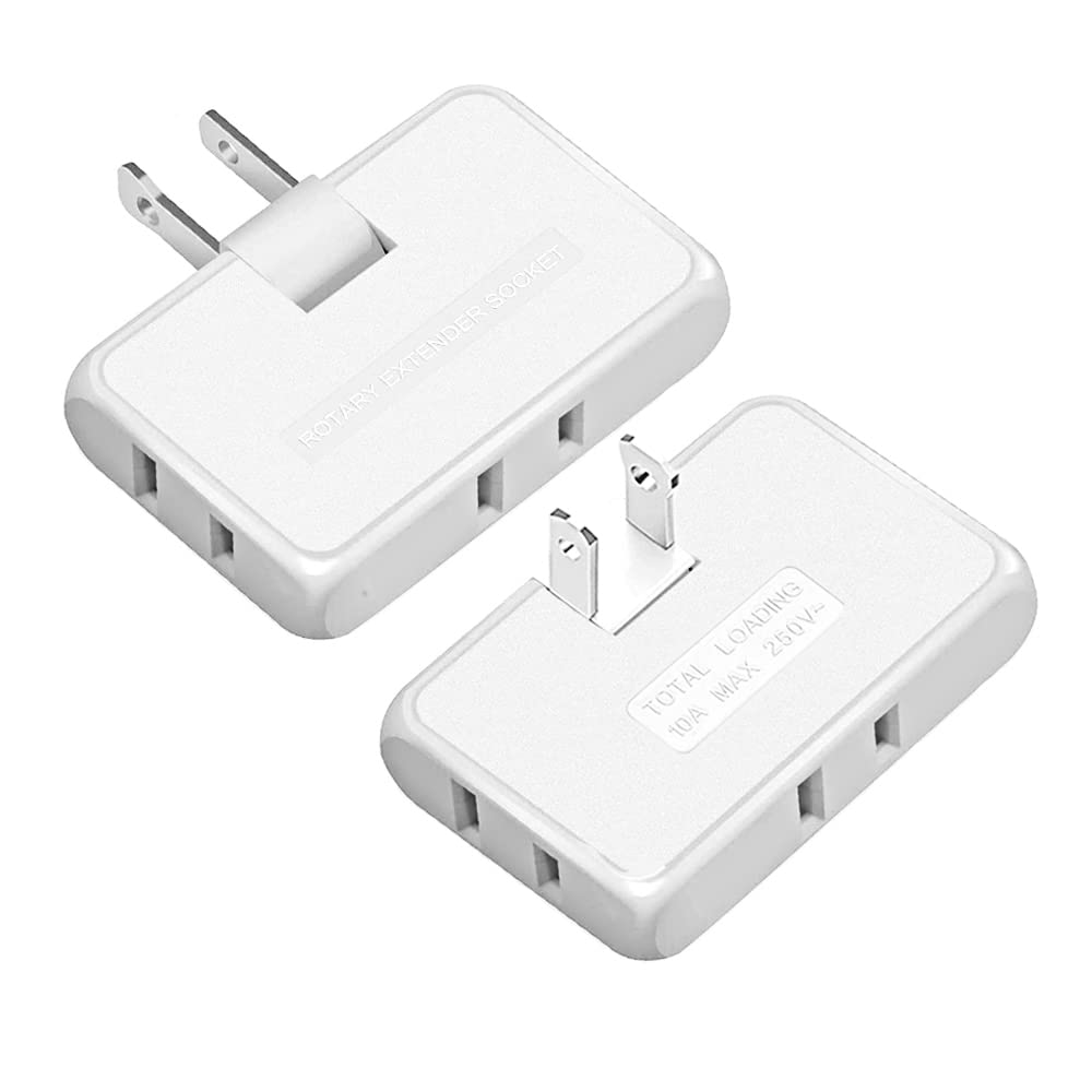 Paeorrorl 3 Way Flat Wall Outlet Extender,2 Prong180 Degree Portable Swivel Wall Tap Plug,Ultra Thin Folding Electrical Outlet S