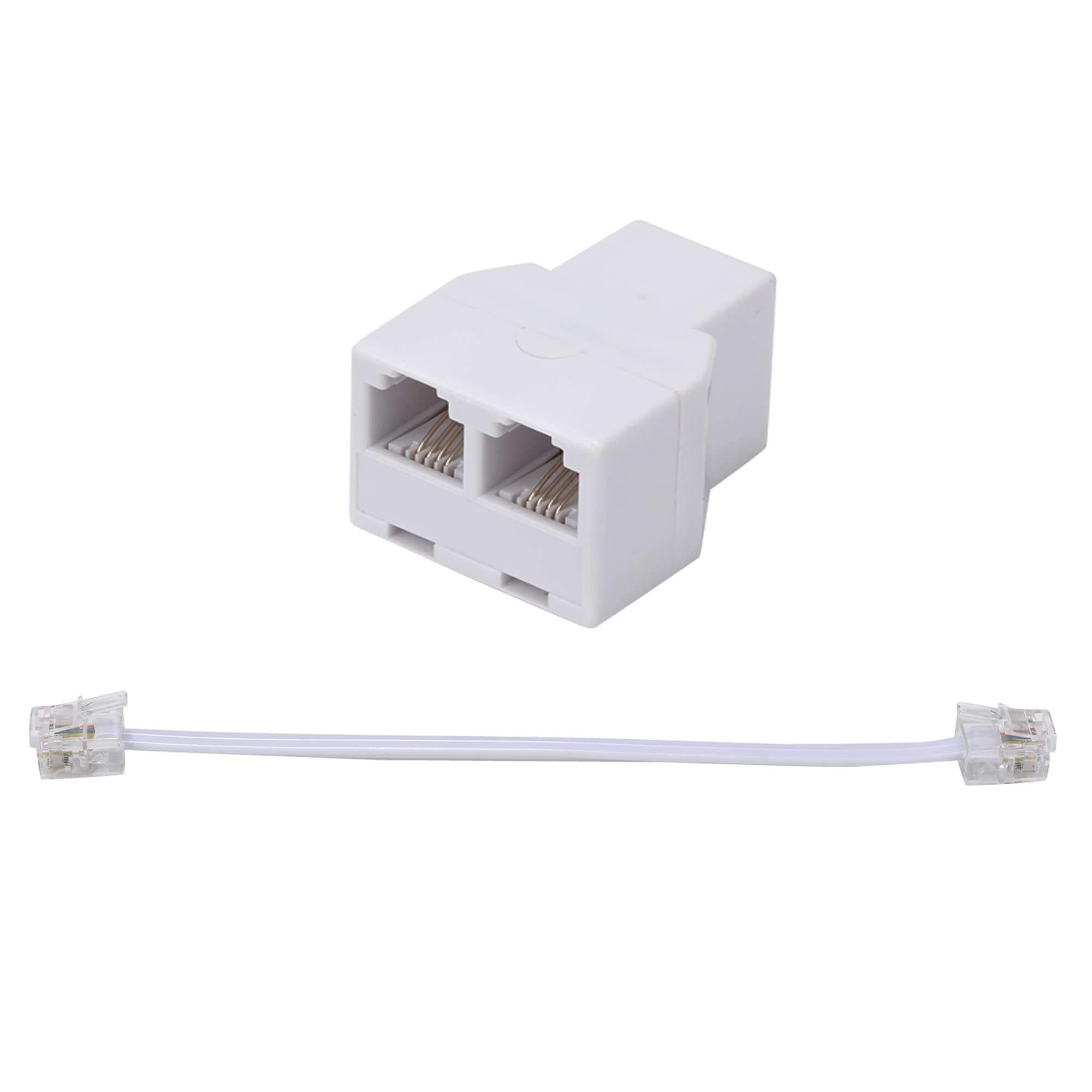 Lansensu Phone Line Splitter,Telephone Splitter,With Rj11 6P4C Plugs,Suitable For Telephone,Fax Machine,White 1 Pack