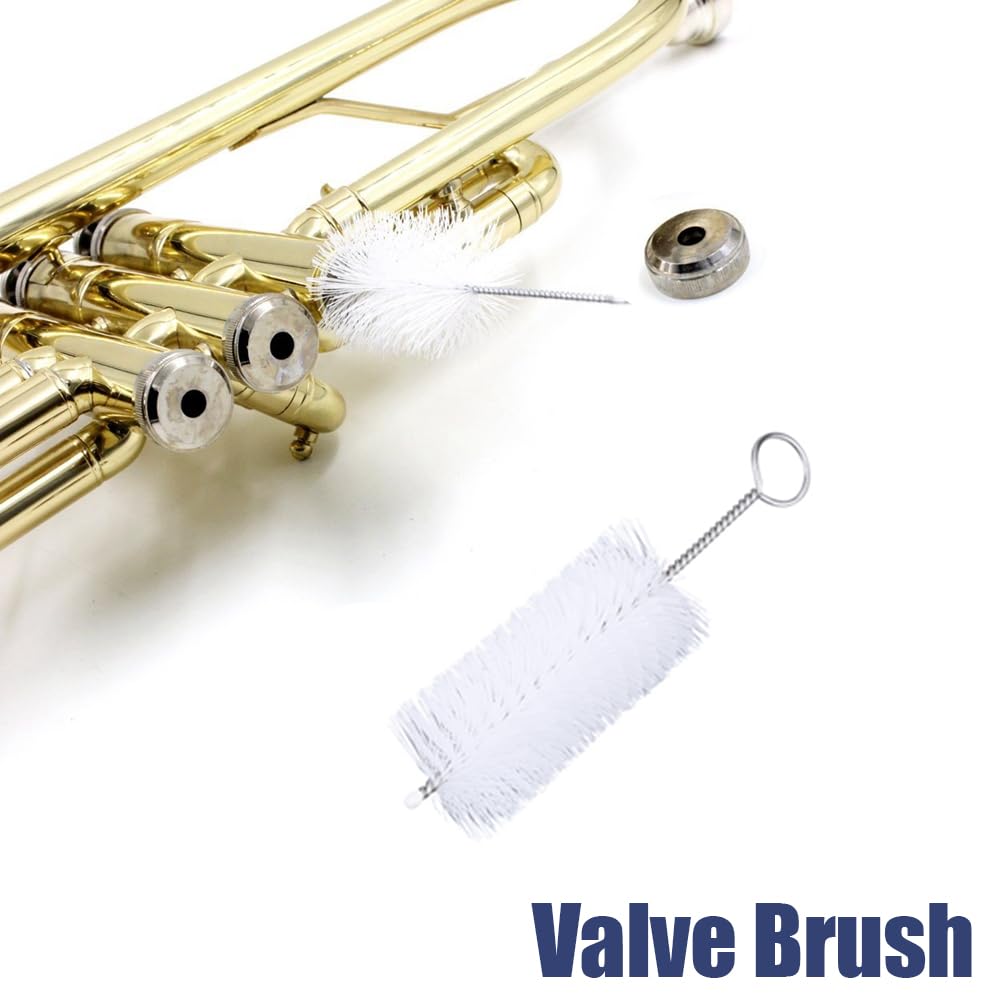 Trumpet Cornet Maintenance Cleaning Kit, 3Pcs Brass Musical Instrument Brushes Set Mouthpiece Brush Valve Snake Care Accessory F