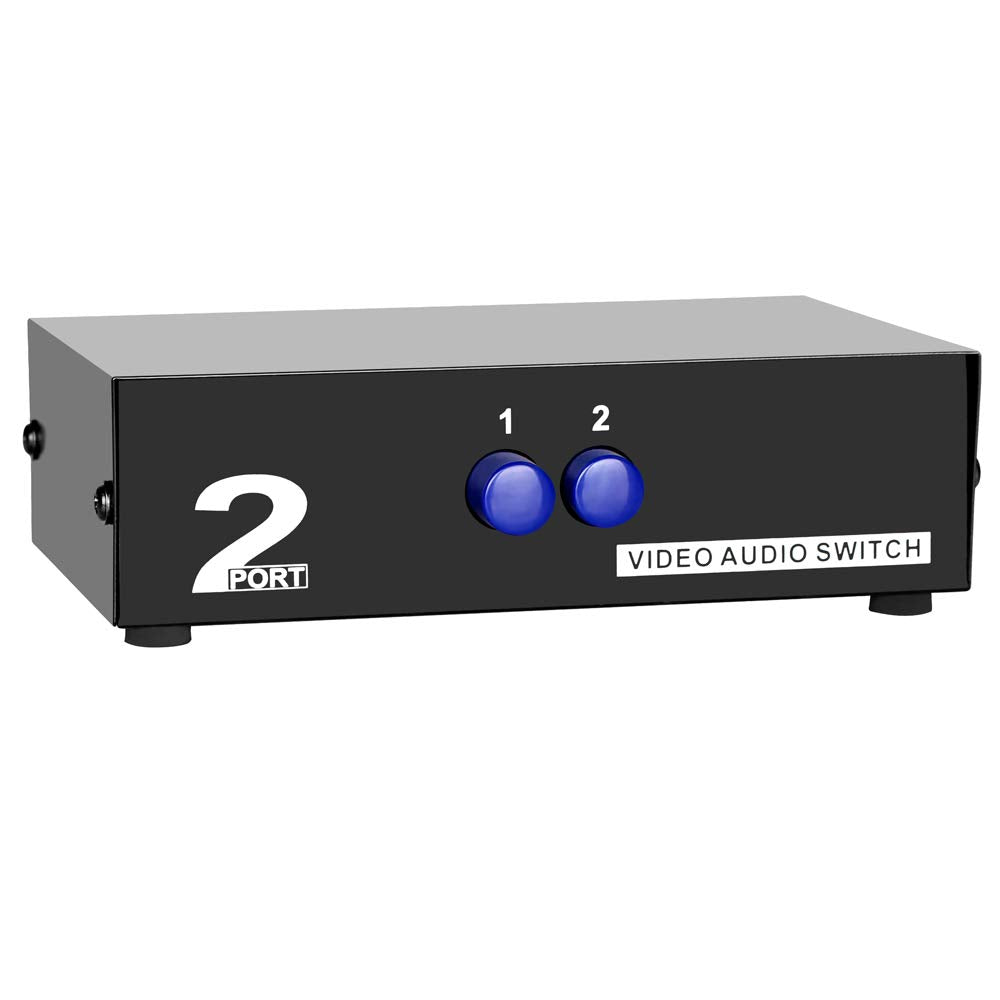 Panlong 2 Port Av Rca Switch 2 In 1 Out Composite Video L/R Audio Switcher Selector Box For Dvd Player, Sega Genesis, Snes, N64,