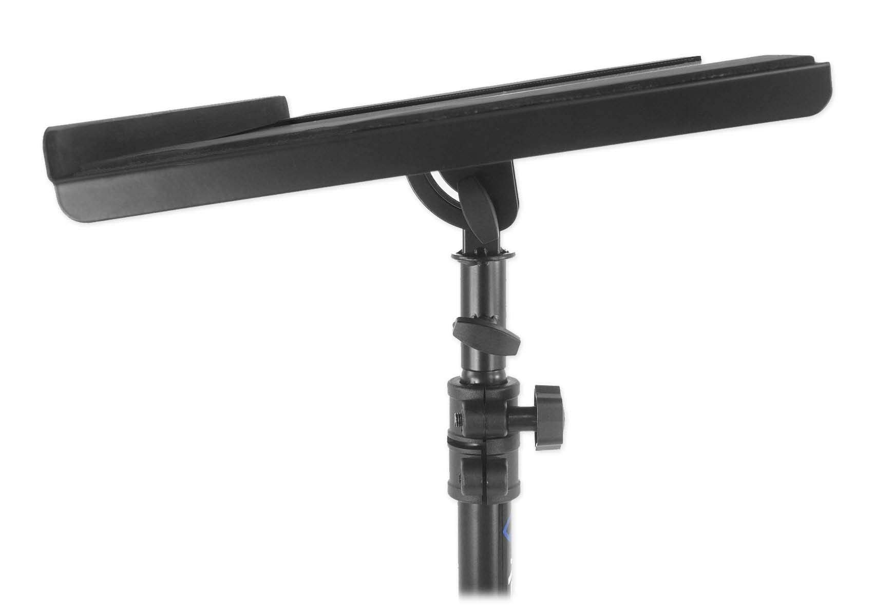 Rockville Rls68 Dual-Tray Laptop/Tablet Stand, Adjustable Height 30-51, Foldable, Portable, For Djs, Presenters, And Musicians