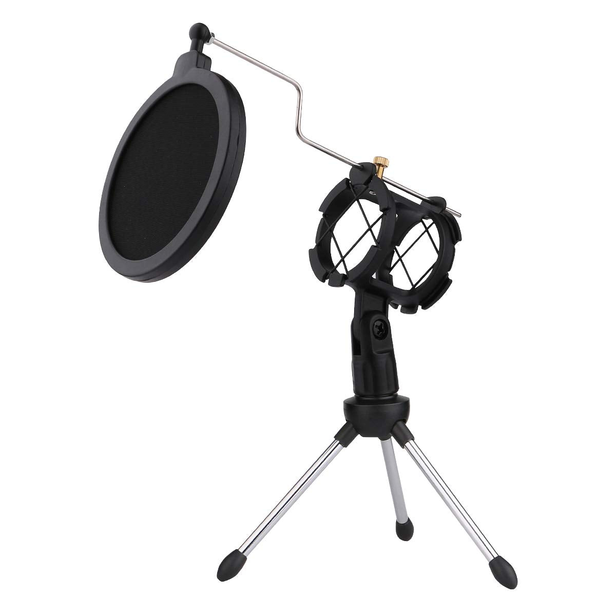 Dreokee Desktop Mic Stand, Microphone Stand Desk Tripod Stand With Shock Mount Portable Mic Holder And Double Non Slip Feet Net 