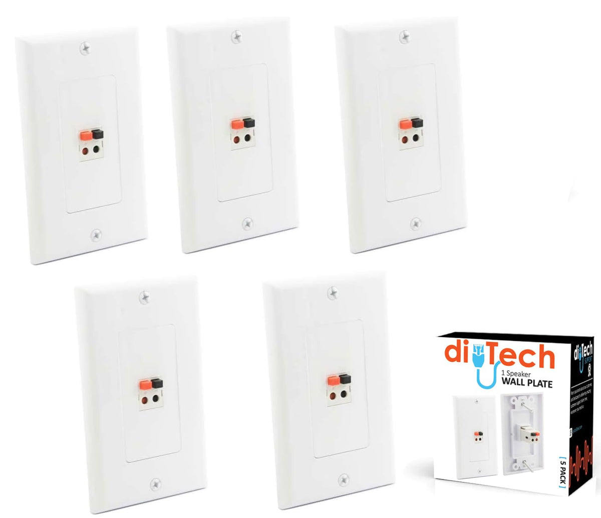Diytech Premium Speaker Wall Plate   Speaker Wire Wall Plate Spring Loaded, Audio Wall Plate, Home Theater Wall Plate, Speaker W