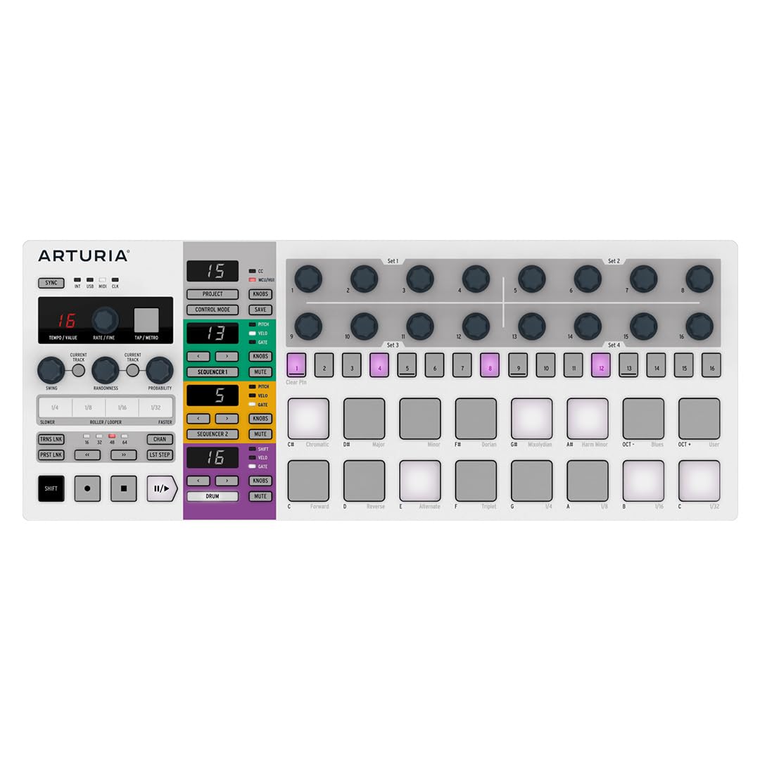 Arturia Beatstep Pro Controller And Sequencer - Aftertouch, Velocity Sensitive, With 2 Independent Melodic Sequencers, Drum Sequ