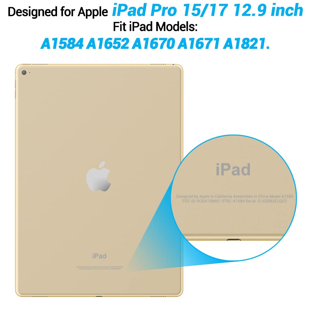 Asgens Case For Ipad Pro 12.9 2015/2017 Black Clear, Transparent Silicone Case Flexible Soft Tpu Silicone Protective Cover For