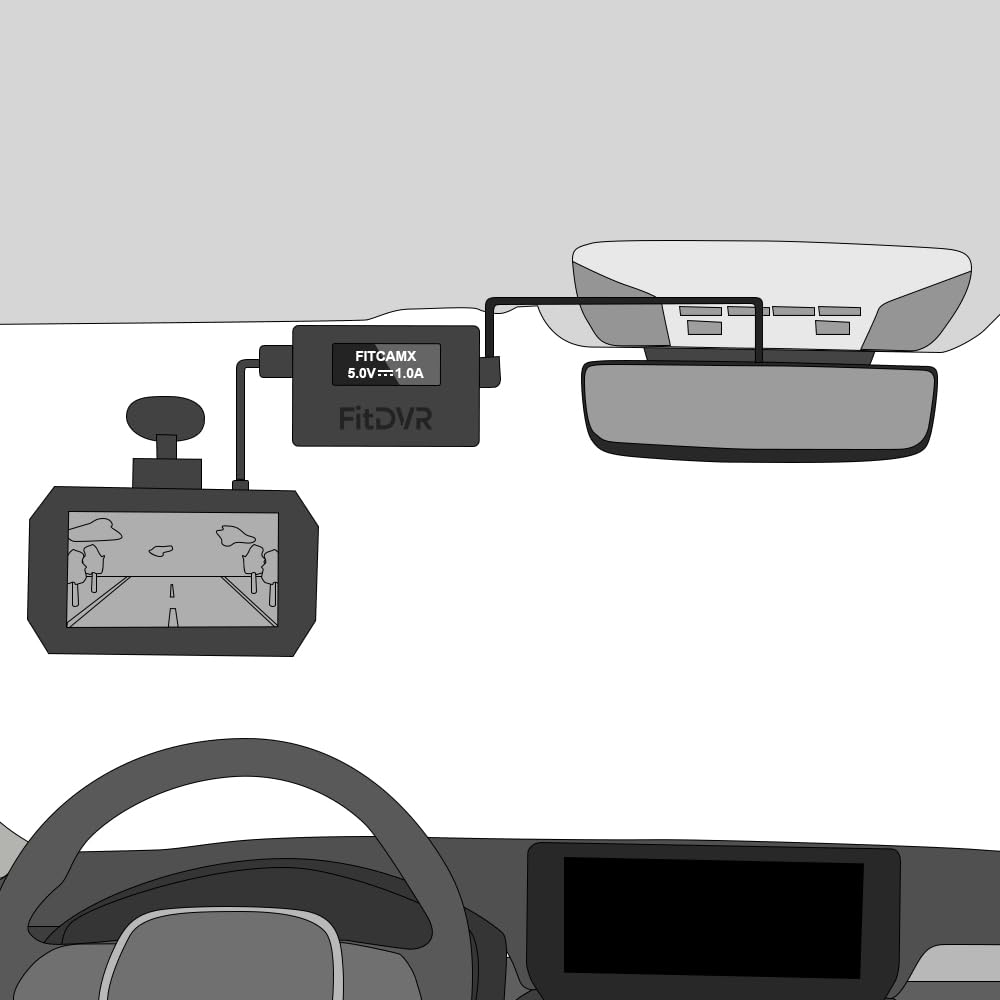 Fitdvr Dash Camera Power Adapter (3 Pin) For For Volvo, Polestar And More, Led Display Usb Power Source, Connects To Rearview Mi