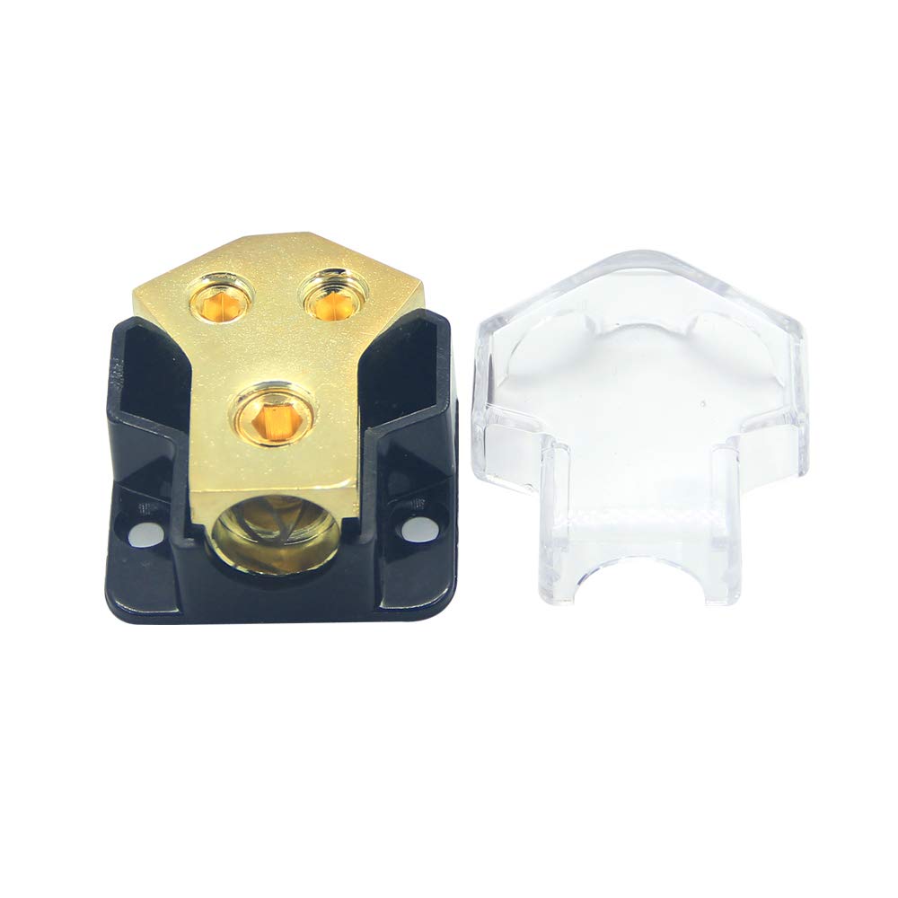 Zookoto 0/2/4 Gauge In 4/8/10 Gauge Out Amp Power Distribution Block Car Audio Splitter 2 Way Outputs Power Distributor Block Fu