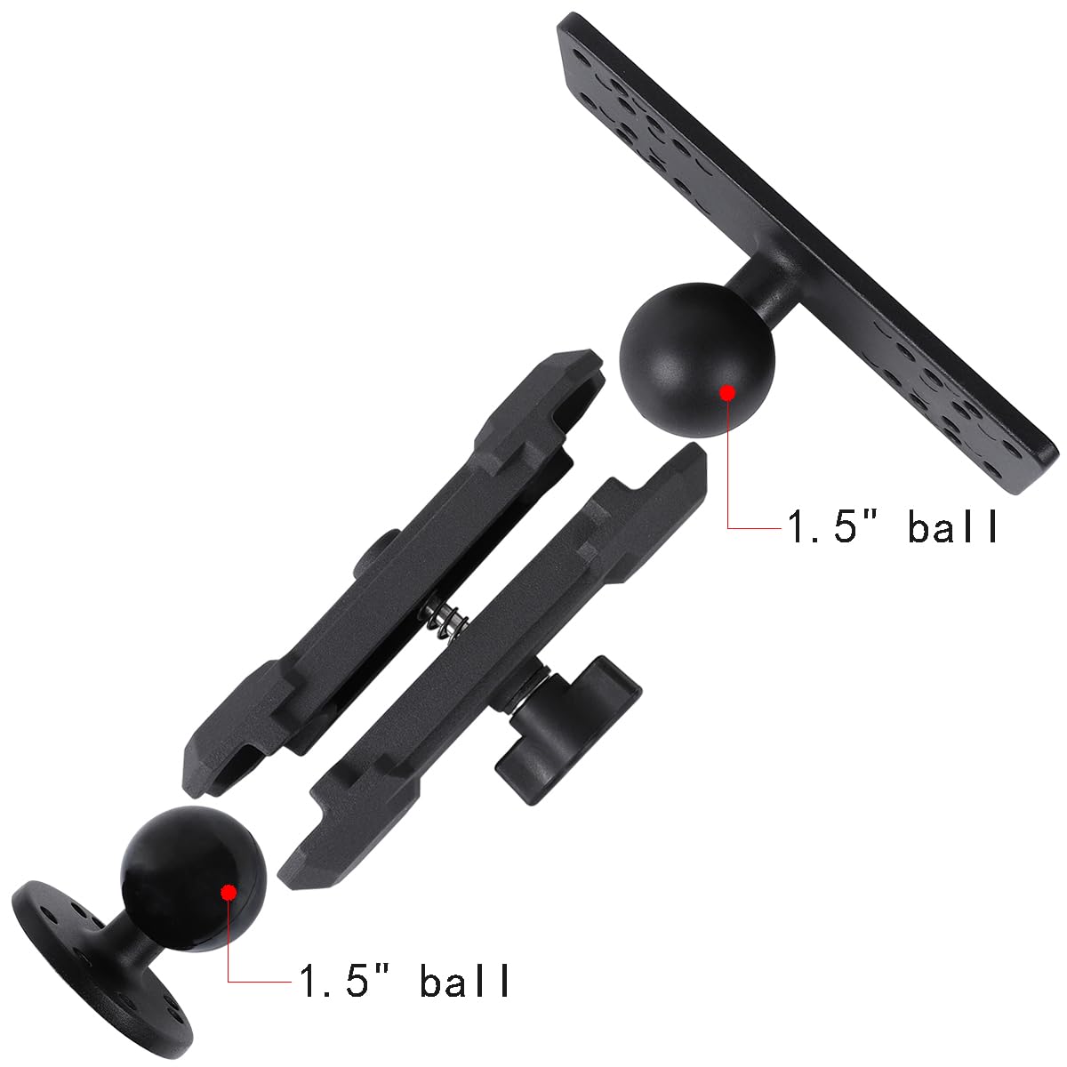 Aluminum Alloy Fish Finder Mount With C Size 1.5'' / 38Mm Ball, 5.9'' Arm Marine Electronic Mount Compatible With Garmin,Humminb