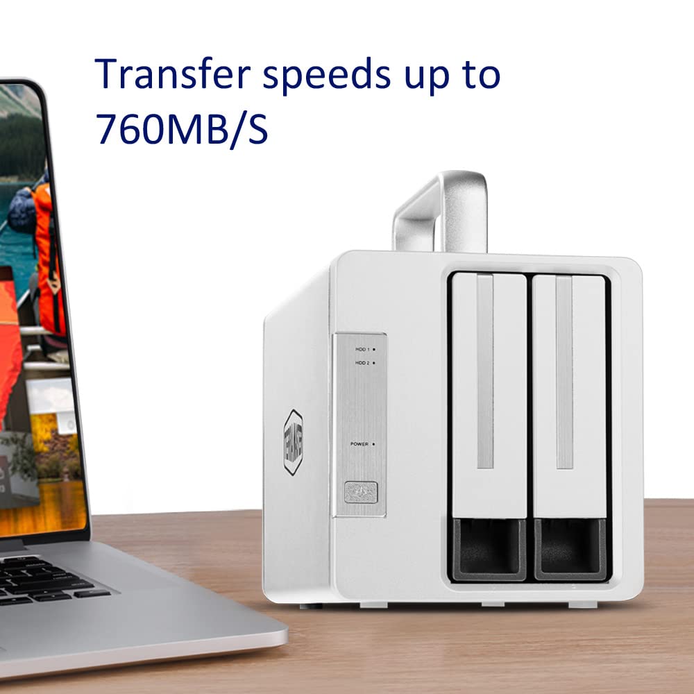 Terramaster Td2 Thunderbolt 3 Professional Grade 2 Bay External Hard Drive Enclosure Raid 0/Raid1/Jbod Hard Disk Raid Storage (D