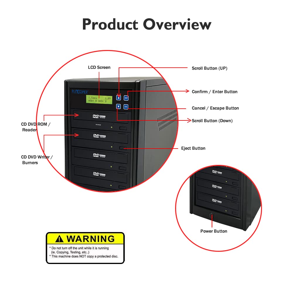 Plexcopier 24X Sata 1 To 7 Cd Dvd M Disc Supported Duplicator Writer Copier Tower With Free Dvd Video Copy Protection