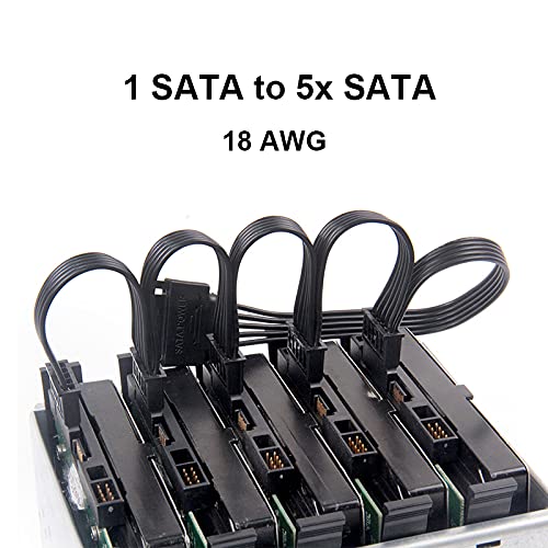 Rgeek Sata Power Splitter Cable, 15 Pin Sata To 5 Sata Power Splitter Cable Apply For Hdd?Ssd?Optical Drives Sata Power Cable  24 Inches