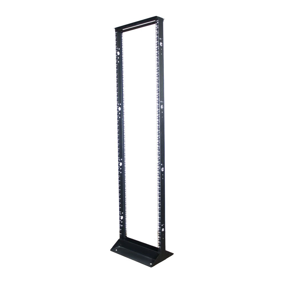 Quest Manufacturing 2-Post Open Frame Steel Floor Rack, 45 Unit, 7 x 19, Black (FR1907-45-02S)