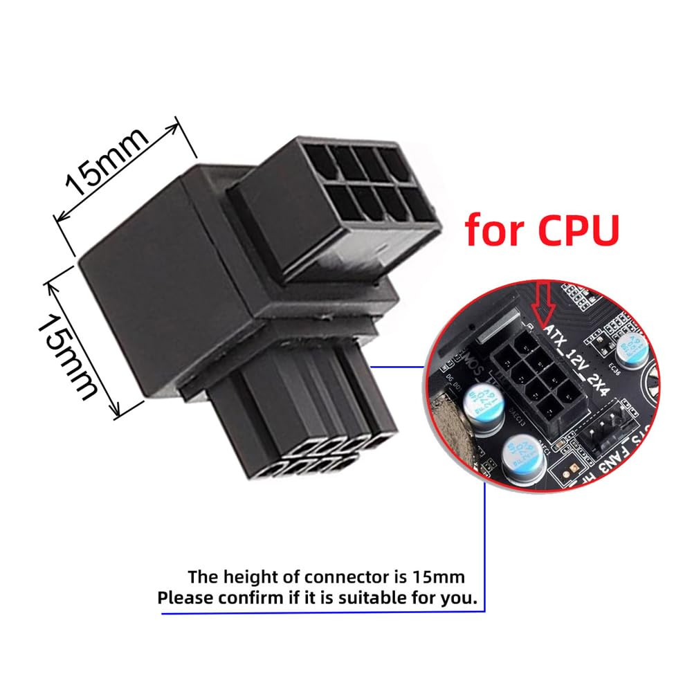 Cablecc 2Pcs/Lot 90 Degree Up Down Angled Atx 8P Eps Male To Female Power Header Adapter For Cpu 12V