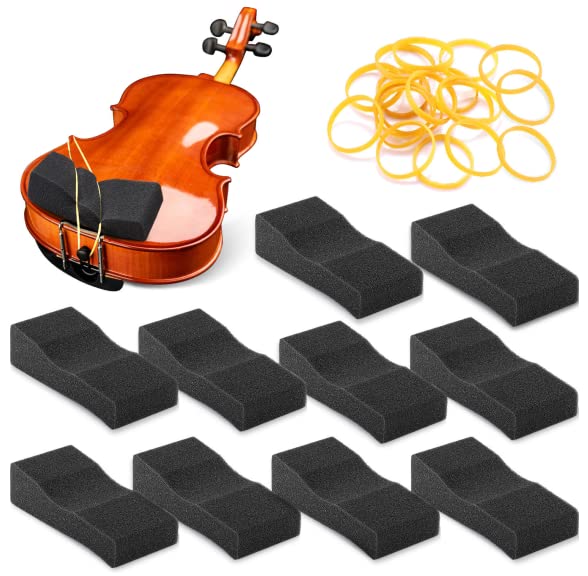 Facmogu 10Pcs Foam Shoulder Pads, Economy Sponge Shoulder Pads For 3/4 1/2 Violin, Soft Sponge Rest With Rubber Bands For Concer