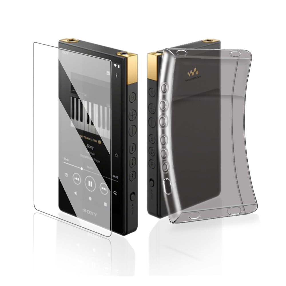 Audiopartner Soft Clear Tpu Protective Shell Skin Case Cover For Sony Walkman Nw Zx700 Nw Zx706 Nw Zx707 (Clear Black Case And G