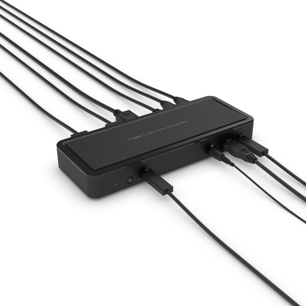 Belkin USB C Docking Station, Type C Hub That Supports Multiple Displays with HDMI 2.0, DisplayPort, USB C Ports, USB A Ports, a