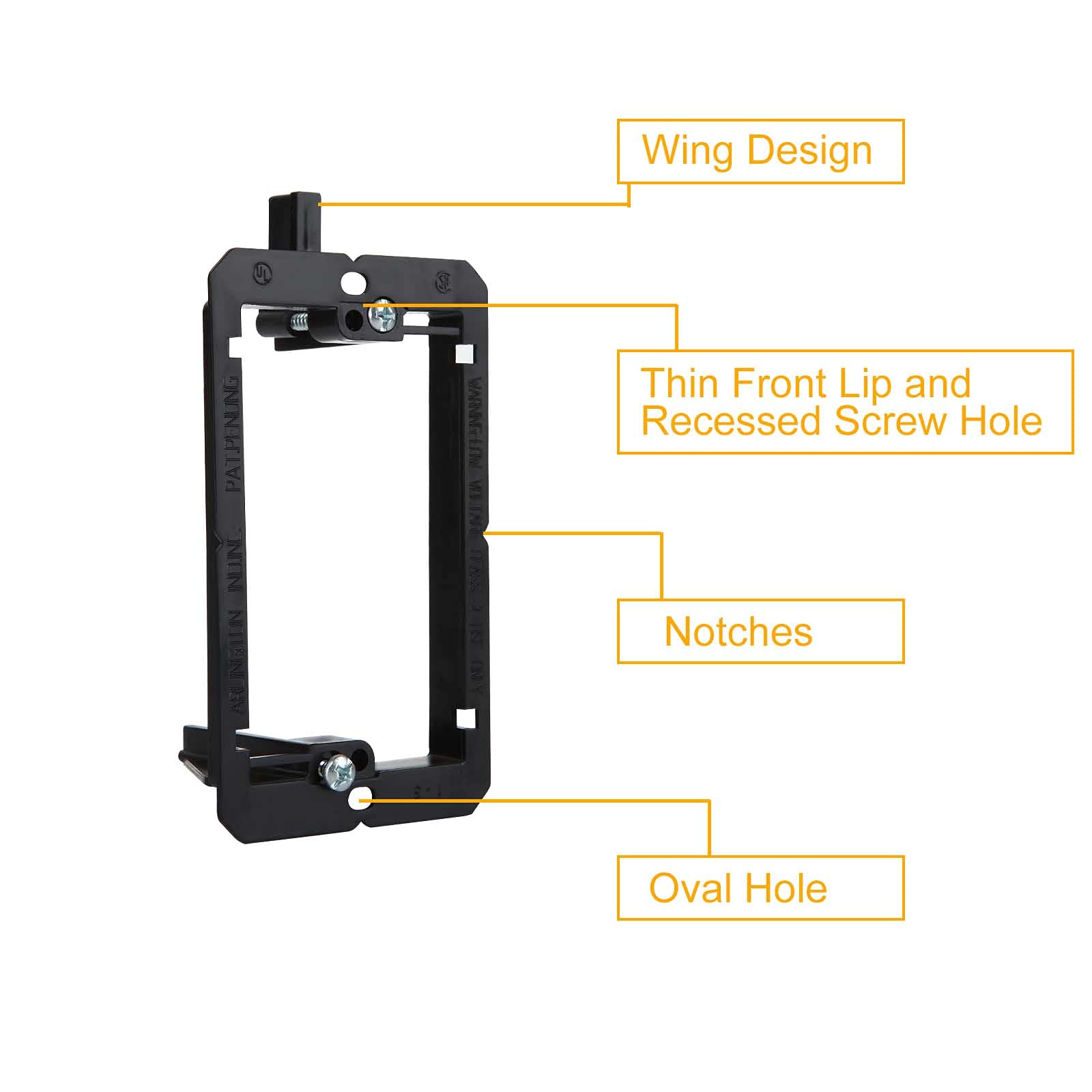 EOEXN 20 Pack Single Gang Low Voltage Flush Mounting Bracket ABS Black