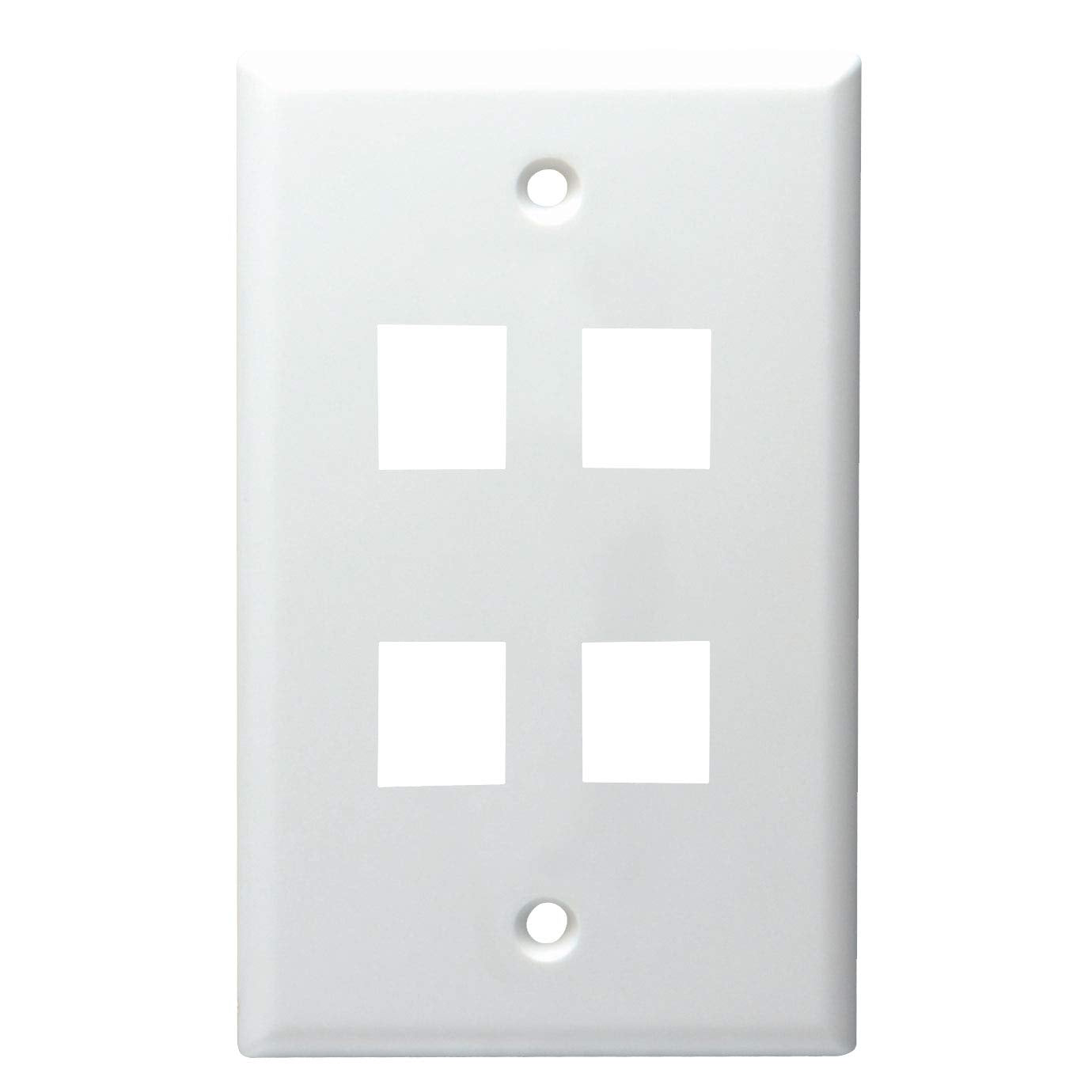 Datacomm 203004 Wh Electronics 20 3004 Wh 4 Port Standard Size Keystone Wall Plate (White)