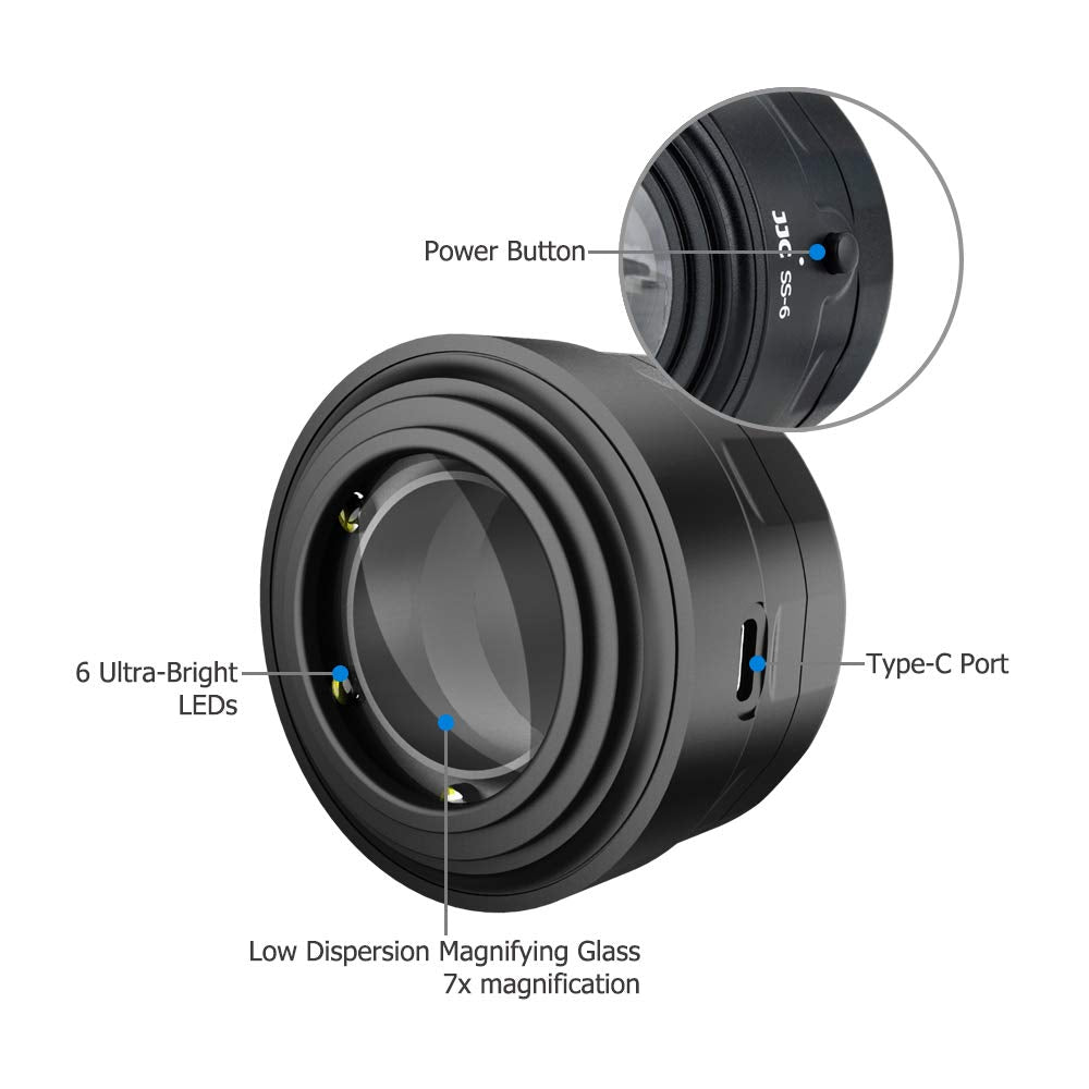 Jjc 7X Camera Sensor Loupe Magnifier Ccd Cmos Sensor Inspection Device Cleaning Tool For Canon Nikon Sony Fujifilm Panasonic Oly