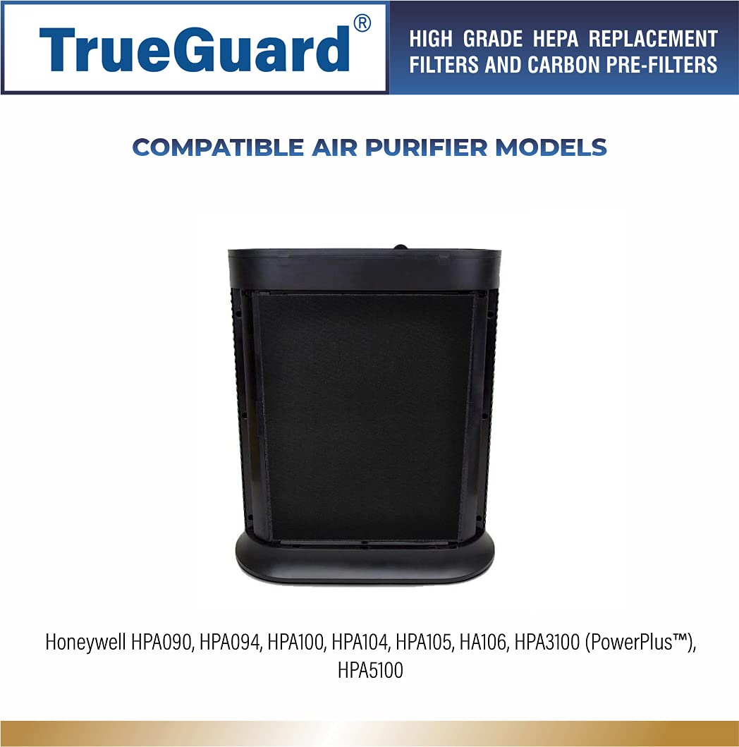 Trueguard Air Purifier Replacement Pre Filters For Hpa100 Series | 8 Pack Of Pre Cut Activated Carbon Prefilters | Precision Fit