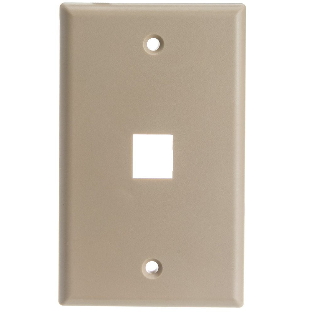 Keystone Wall Plate 1 Port, Beige (Cat5E, Cat6, Coax (Video), Aux (Cat6 For Data, Ip Phone, Pots Or Other), Single Gang, Cablewh