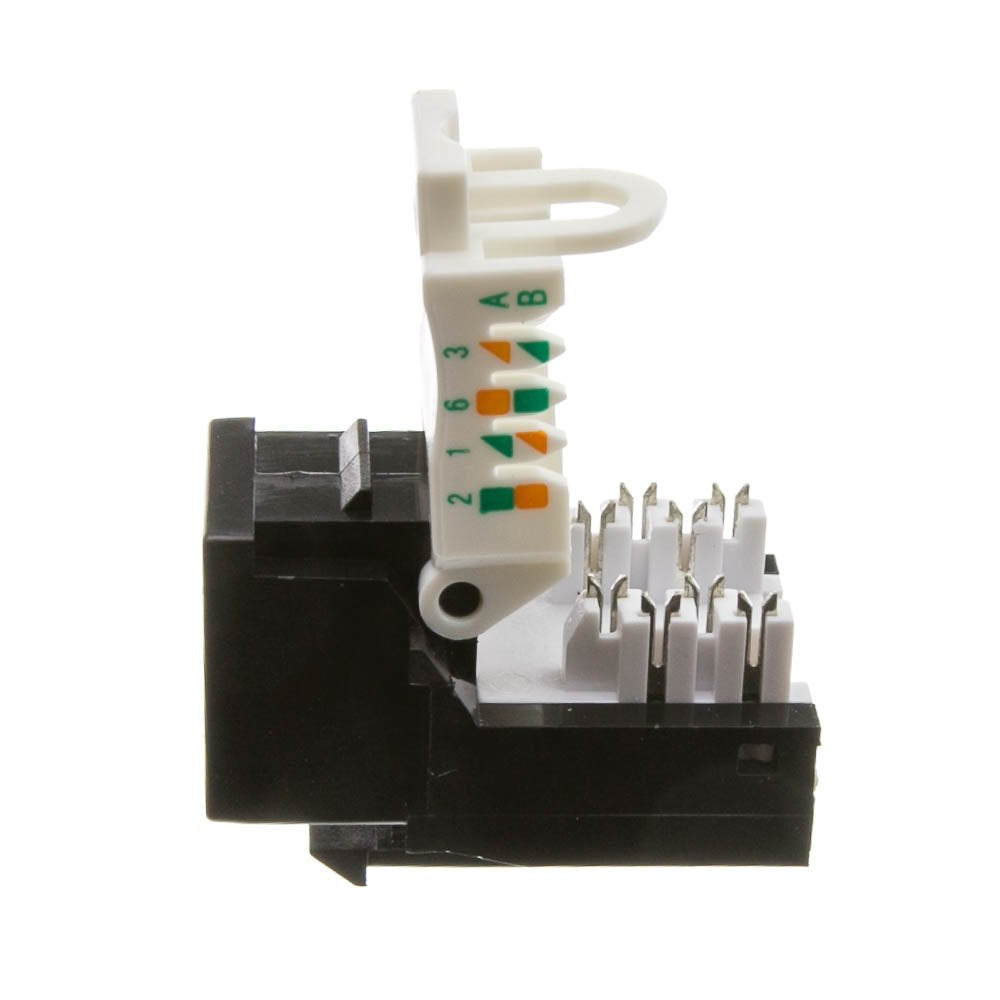 Cablewholesale Cat5E Keystone Jack, Toolless Rj45 Female (Utp) To 110 Punch Down Connector, Black