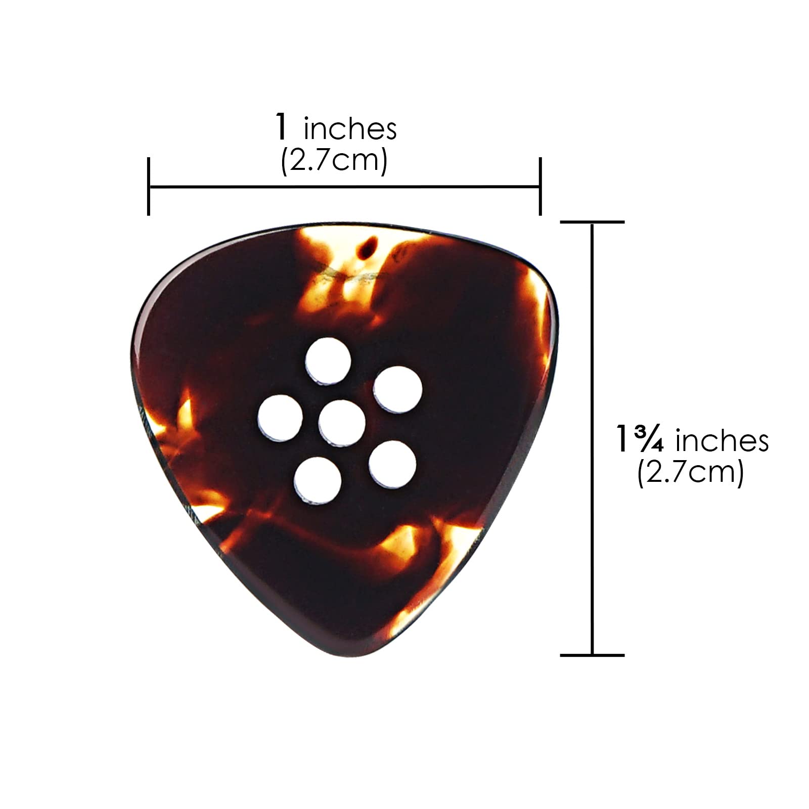 Musiin Hand Made 3In1 Multi Flat Clear Tone Premium Thick Pick For Electric Guitar Bass Jazz Blues Guitar (Tortie)