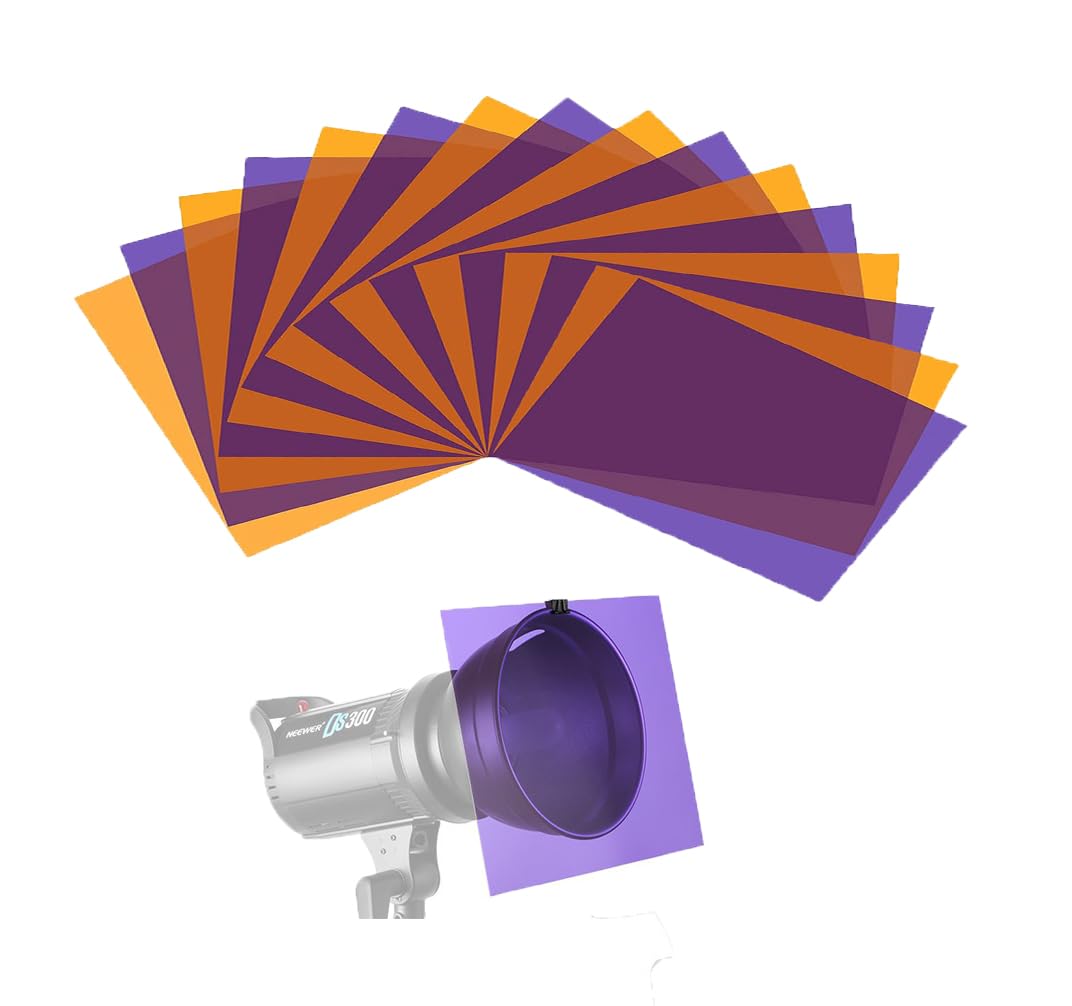 Halloween Light Gels, 16Pcs Gel Lighting Filter Colored Overlays Correction, Gel Filter Transparent Color Film Plastic Sheets Fo