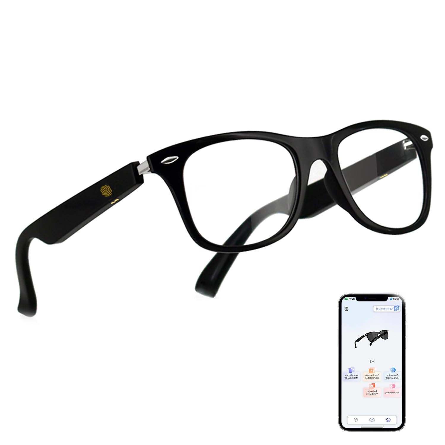 AI Smart Glasses for Men Women with Chat GPT, Bluetooth Translation Glasses - Supports 165+ Languages, Blue Light Filter with Op