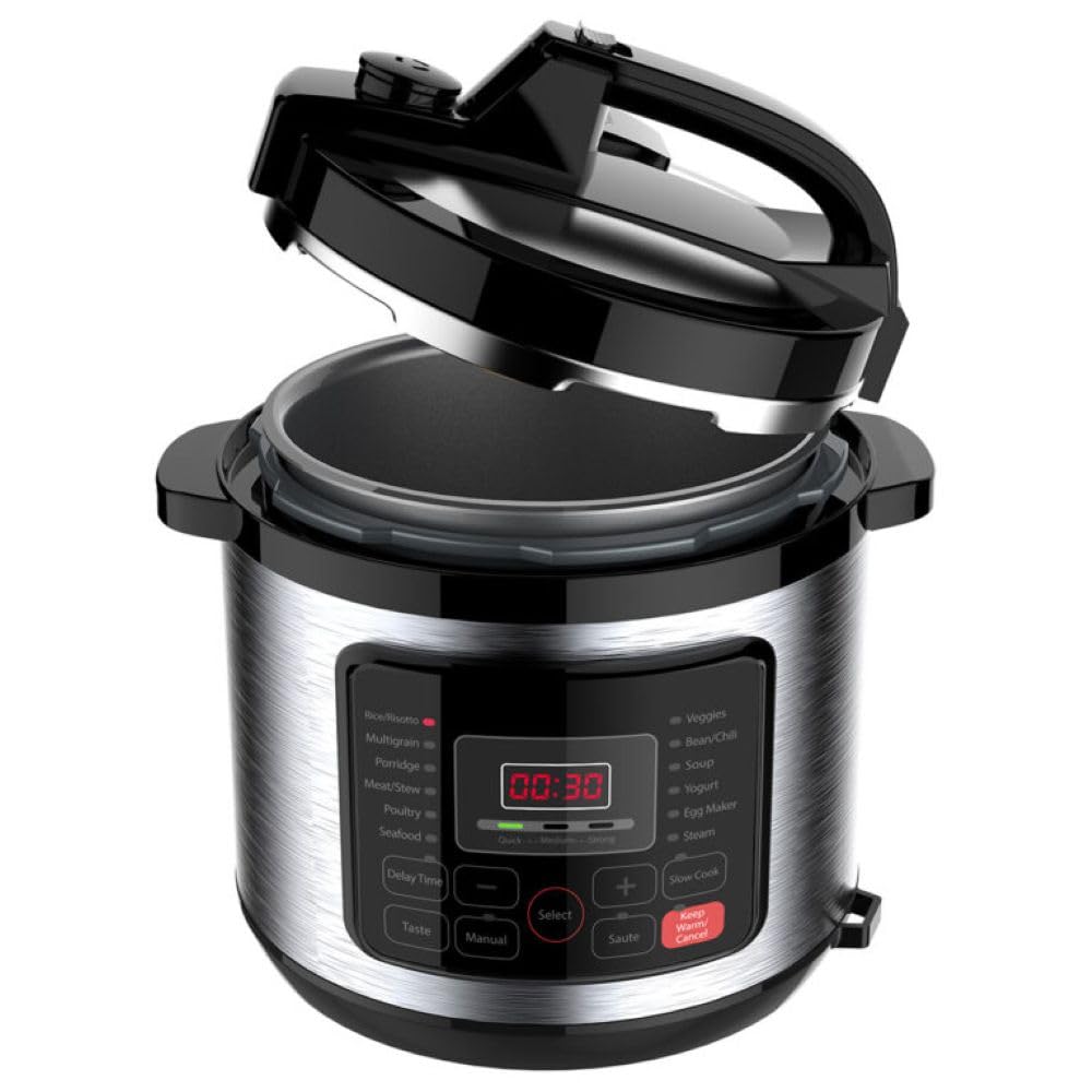 Premium Levella 6.3 Quarts Digital Pressure Cooker  Programmable, Keep Warm Setting, 1000 Watts, Nonstick Coating Pot