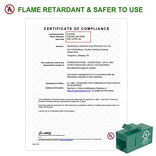 Vce Cat6 Rj45 Keystone Jack Insert Ul Listed 25 Pack, 90 Degree Punch Down Keystone Jack Adapter In Green