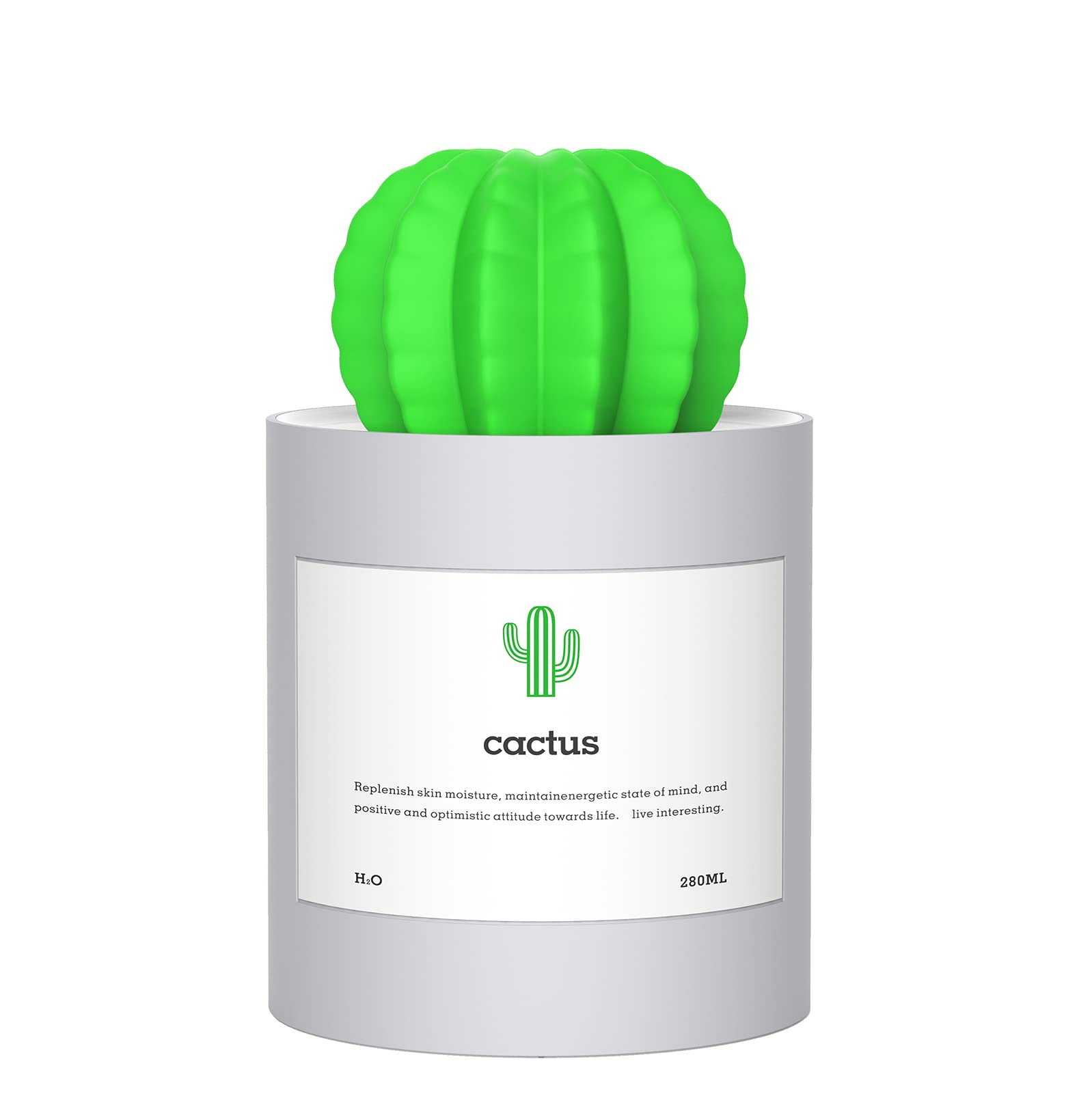 Uodbuyo Mini Humidifier, 280Ml Usb Cool Mist Portable Cactus Air Humidifier, Ultra Quiet Operation For Bedroom Home Office Desk