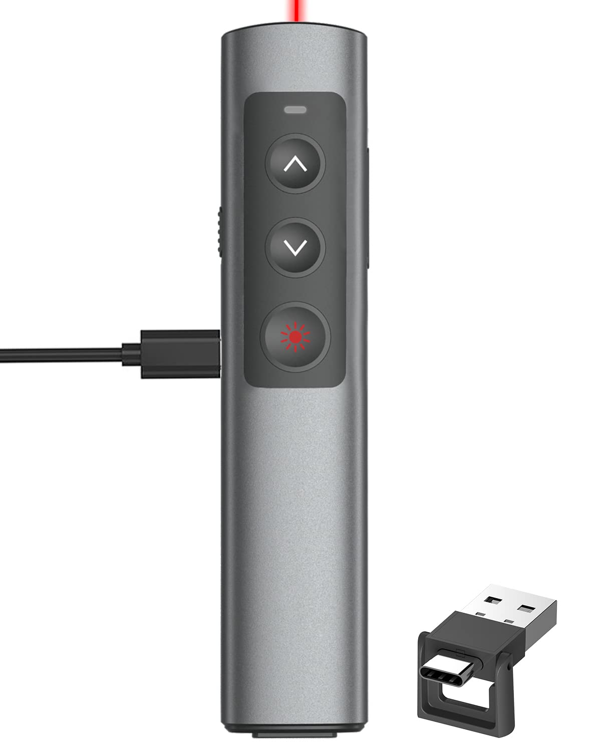 Rechargeable Presentation Clicker For Laptop Powerpoint, Usb A Usb C Presentation Pointer, Wireless Presenter Remote Power Point