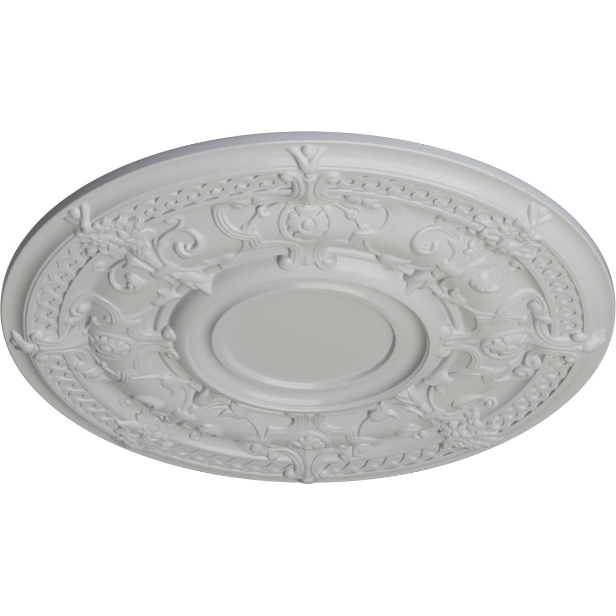 Ekena Millwork Cm33Dafrf Dauphine Ceiling Medallion, 33 7/8''Od X 1 3/8''P (Fits Canopies Up To 13 1/4''), Hand Painted Frost