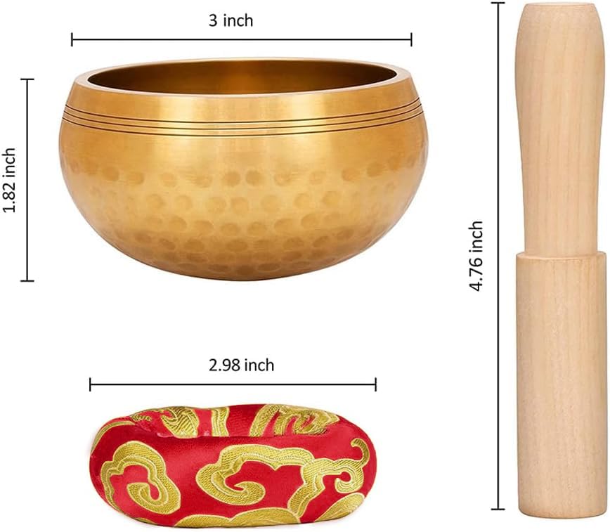 Tibetan Singing Bowl Set   Meditation Sound Bowl Cushion With Wooden Striker For Yoga, Meditation & Relaxation, Mindfulness,Chak