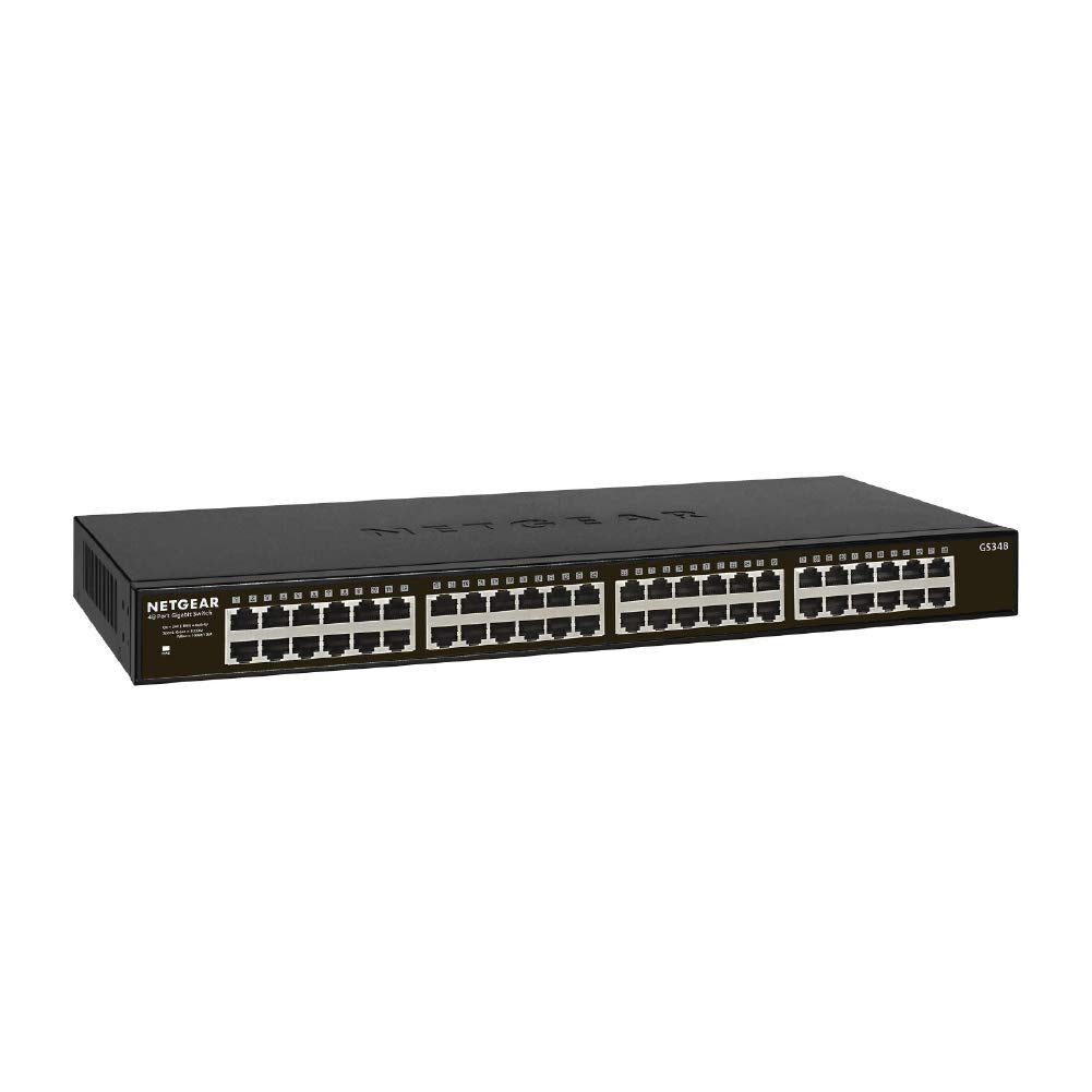NETGEAR 48-Port Gigabit Ethernet Unmanaged Switch (GS348) - Desktop or Rackmount, Silent Operation