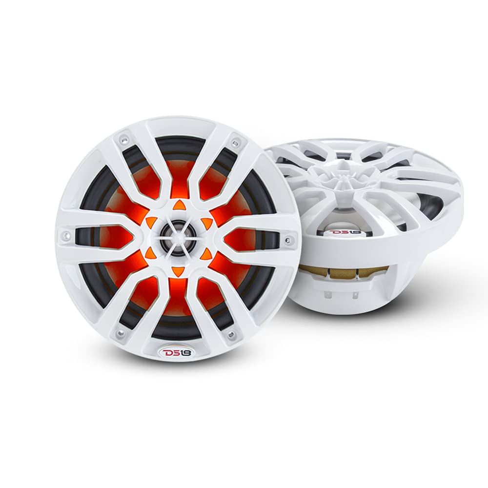 DS18 Hydro NXL-8 - High End Coaxial Speaker Pair - 2-Way Marine Speaker w/Integrated RGB Lights - 375 Watt - 100% UV Stable - Wa