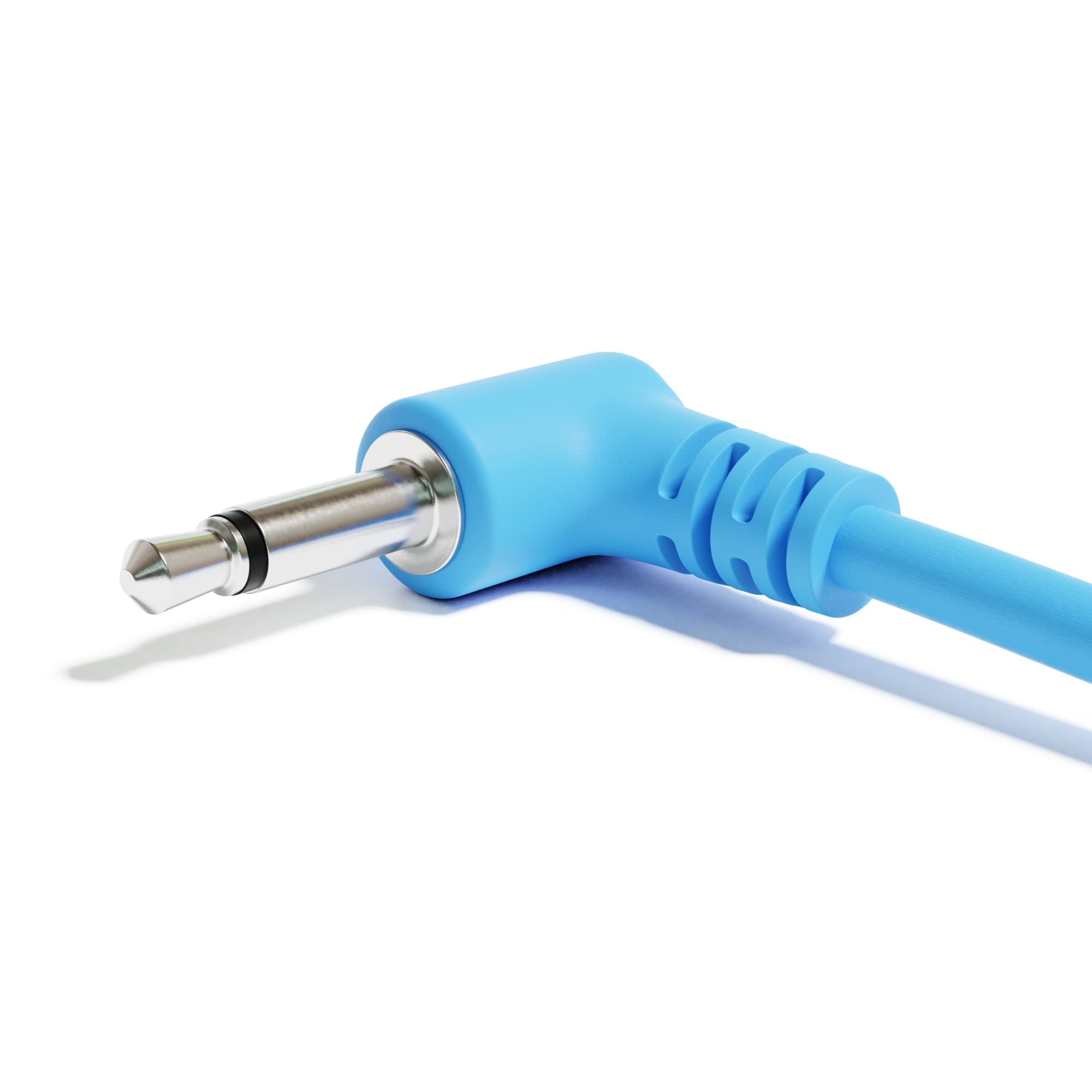 Excelvalley - 5-Pack - Right Angle Mono Modular Patch Cables - 3.5Mm 1/8 Eurorack Synthesizer [Blue | 120 Cm - 47.24]
