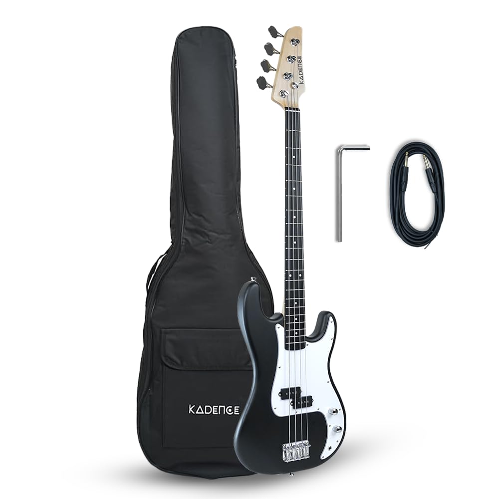 Kadence PBBK Tennessee 46.5?Electric Bass Guitar (PStyle) | Solid Poplar Wood Body, Maple Neck | SplitCoil Pickup | Fixed Brid