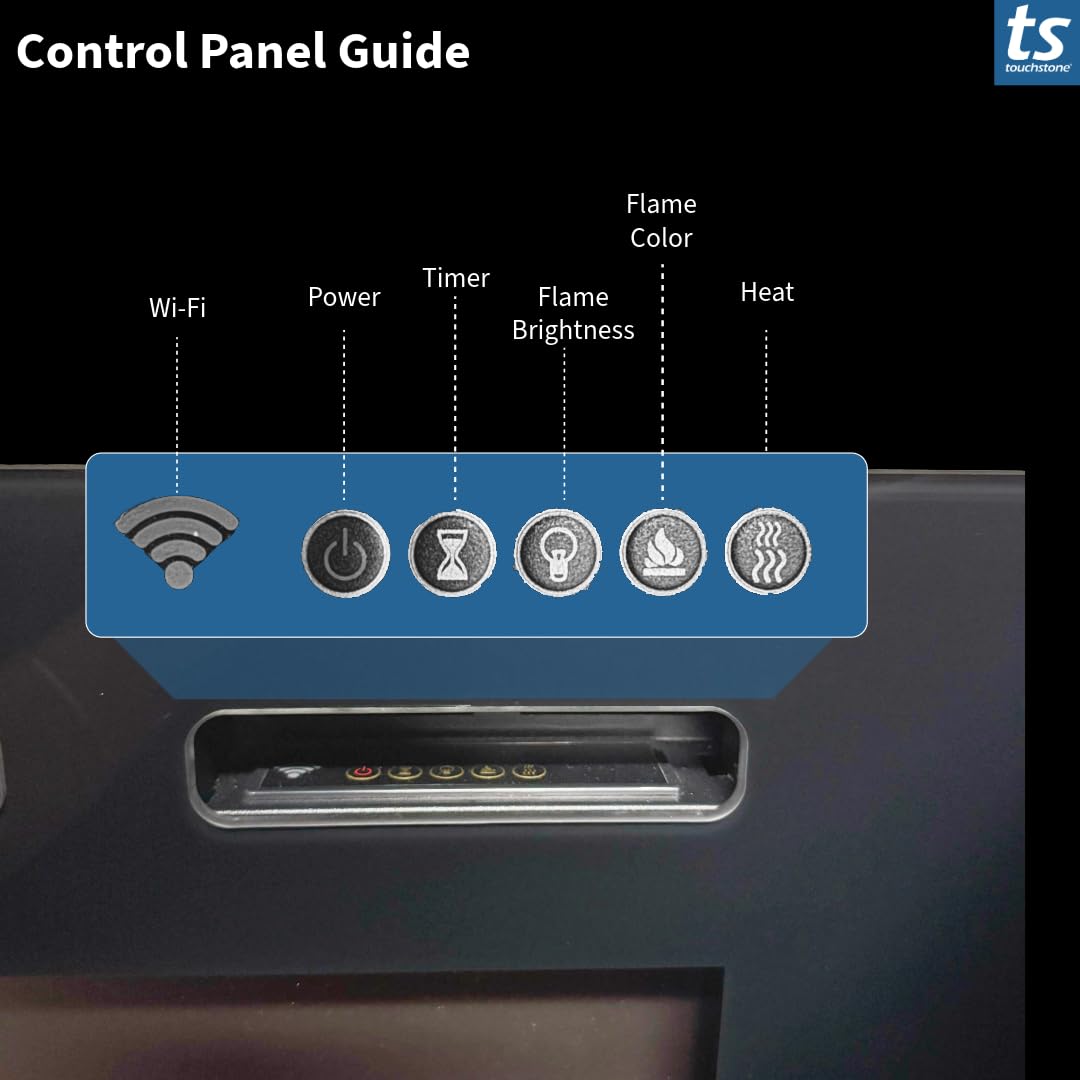 Touchstone Smart Electric Fireplace-The Forte 40 Recessed Mounted-30 Realistic Ember Color/Flame Options-1,500W Heater W/Thermos