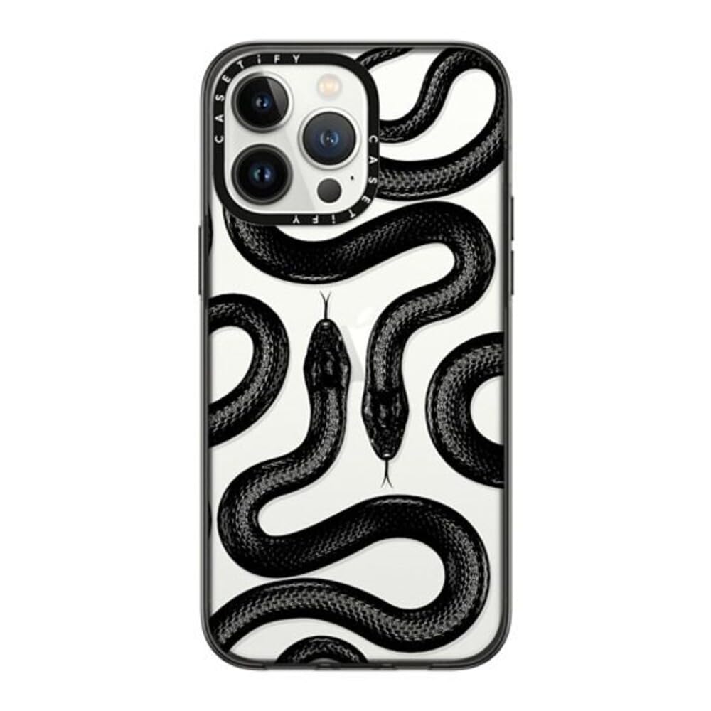 Casetify Compact Iphone 14 Pro Max Case [2X Military Grade Drop Tested / 4Ft Drop Protection]   Black Kingsnake   Clear Black